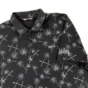 Travis Mathew Polo Shirt Men's Size XL Black Palm Tree Golf Logo Bailey Creek CA